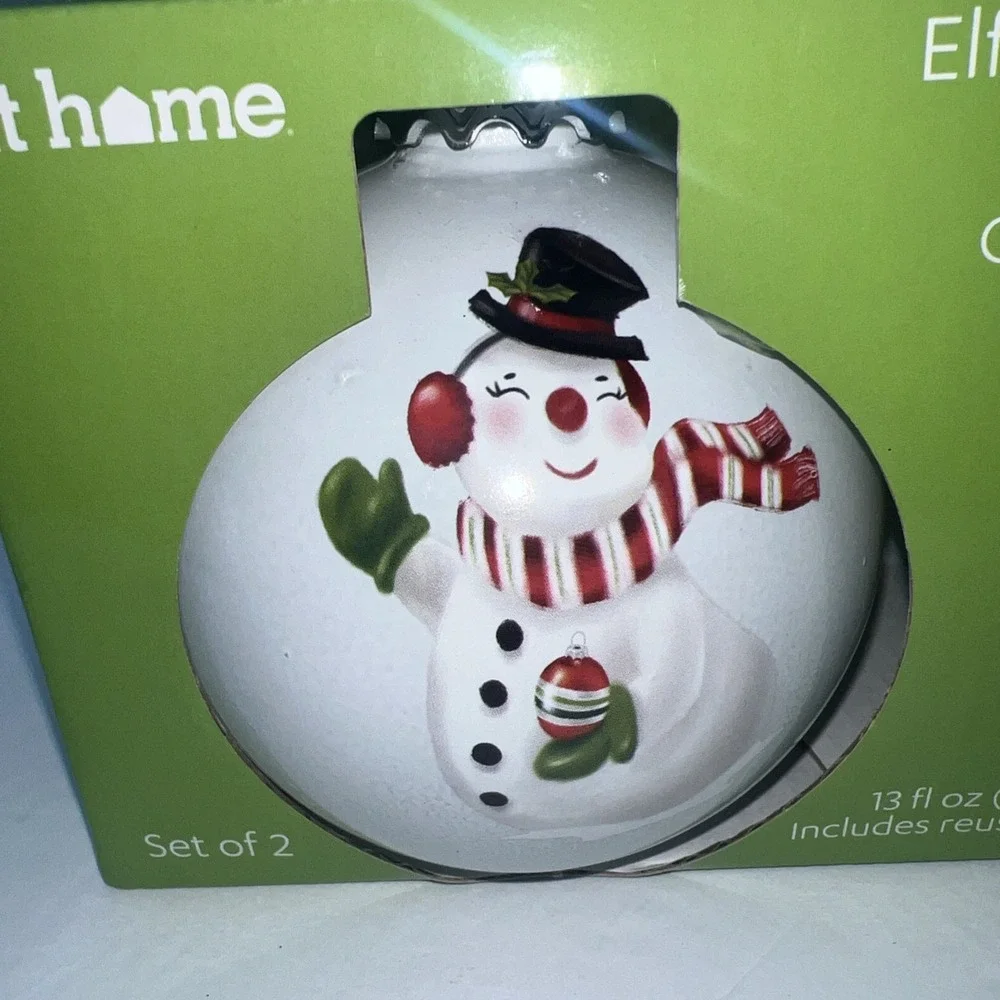 Elfin' Around Snowman Ornament Sippers Set Of 2 AT‎ HOME 13 fl oz